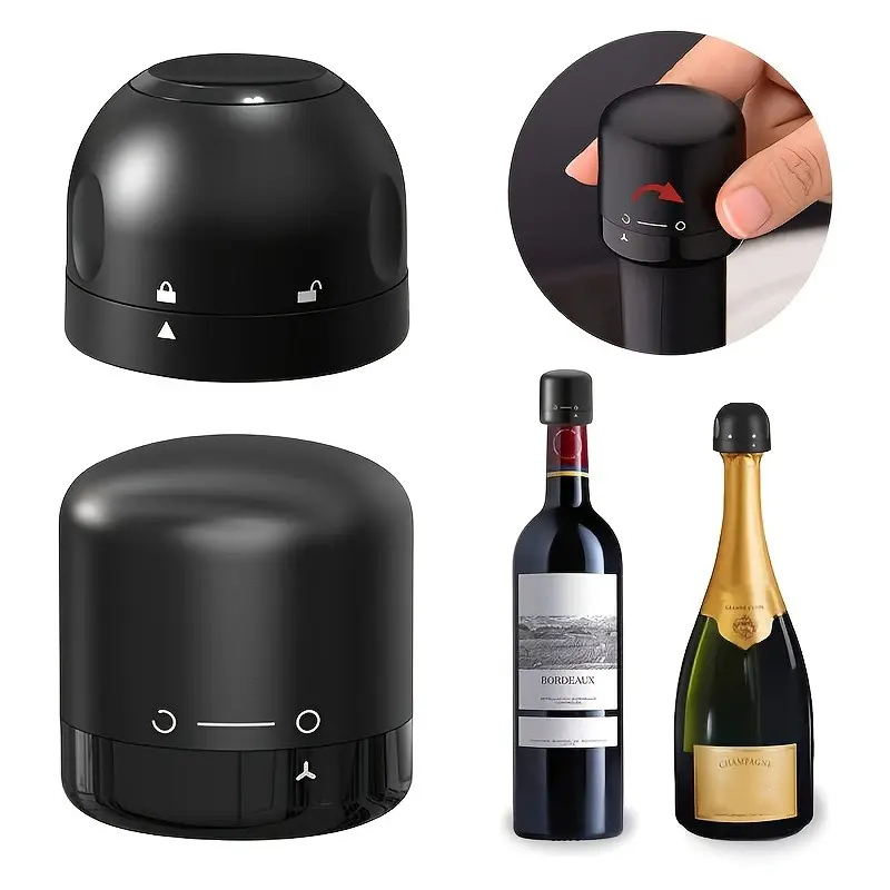 2pcs（Champagne Stopper + Red Wine Stopper） New Vacuum Wine Stoppers for Hotel Reusable Champagne Bottle Stoppers Wine Sealer Cap Leak-proof Preserver for Restaurant