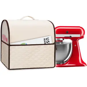 2026 Upgraded Dust Cover Compatible with  Mixer Tilt- 4.5/5 Quart, Quilted Stand Mixer Cover with  Lining and Pockets for Kitchen Appliance Accessories, Beige