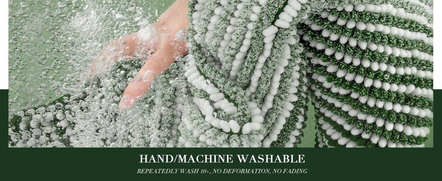 Bathroom Rugs and Mats Sets, 2 Piece Thick Absorbent Chenille Bath Mat Rug Set Non Slip, Soft Shaggy Bath Room Floor Mats for Bathroom, Machine Washable (Hunter Green, 20" x 47" Plus 16" x 24")