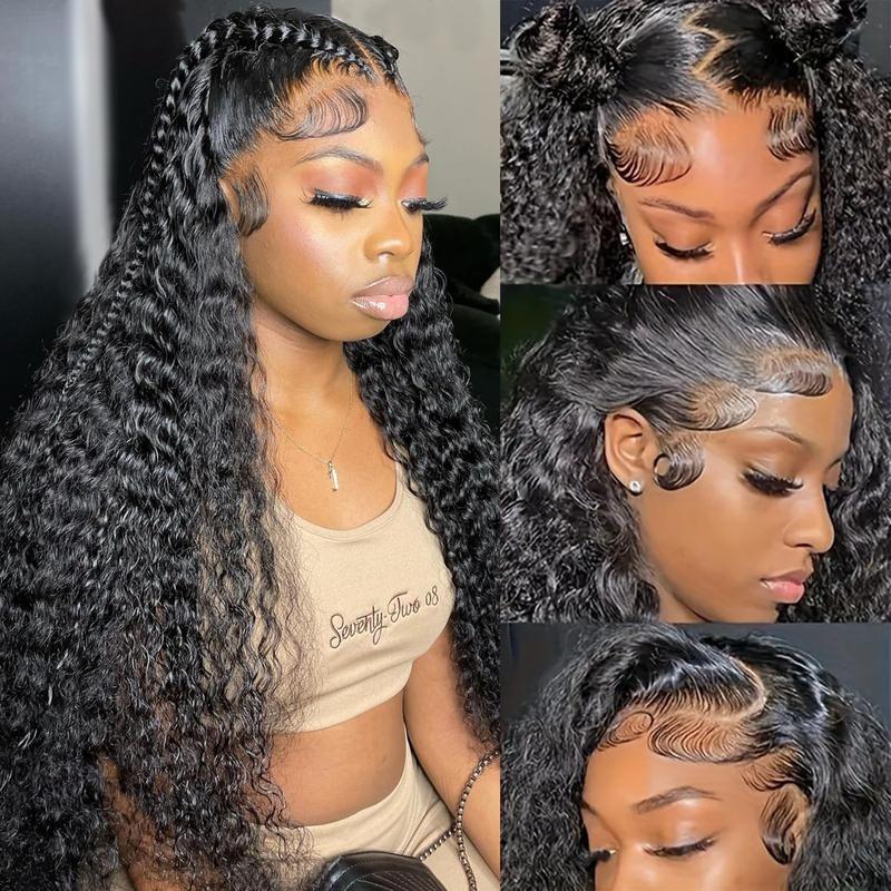 Bling Hair 30 32 Inches Deep Wave Brazilian HD Transparent Lace Frontal Wig for Women 13x4 13x6 Lace Human Hair Wig Curly Pre Plucked 180% Natural Hairline Clearance Sale