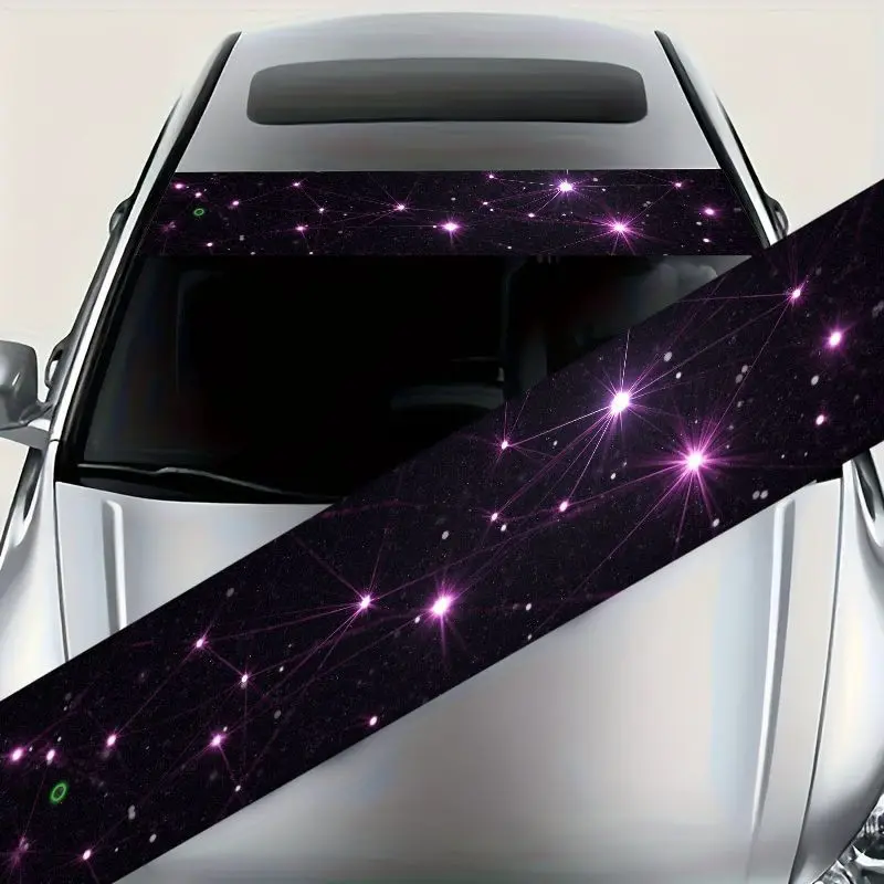 1pcEye-catching Starburst Pattern Car Front Windshield Sticker, Vibrant Purple Galaxy Design, Perfect for All Car Models, Easy to Apply, Weather-resistant Automotive Decals for a Striking Look