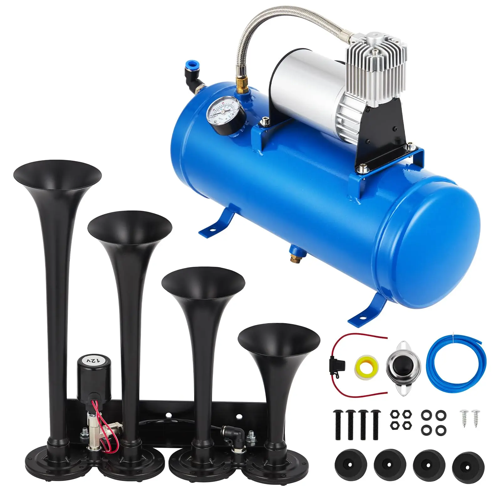 Garvee Train Horns Kit - 150 DB 4 Trumpet with Compressor