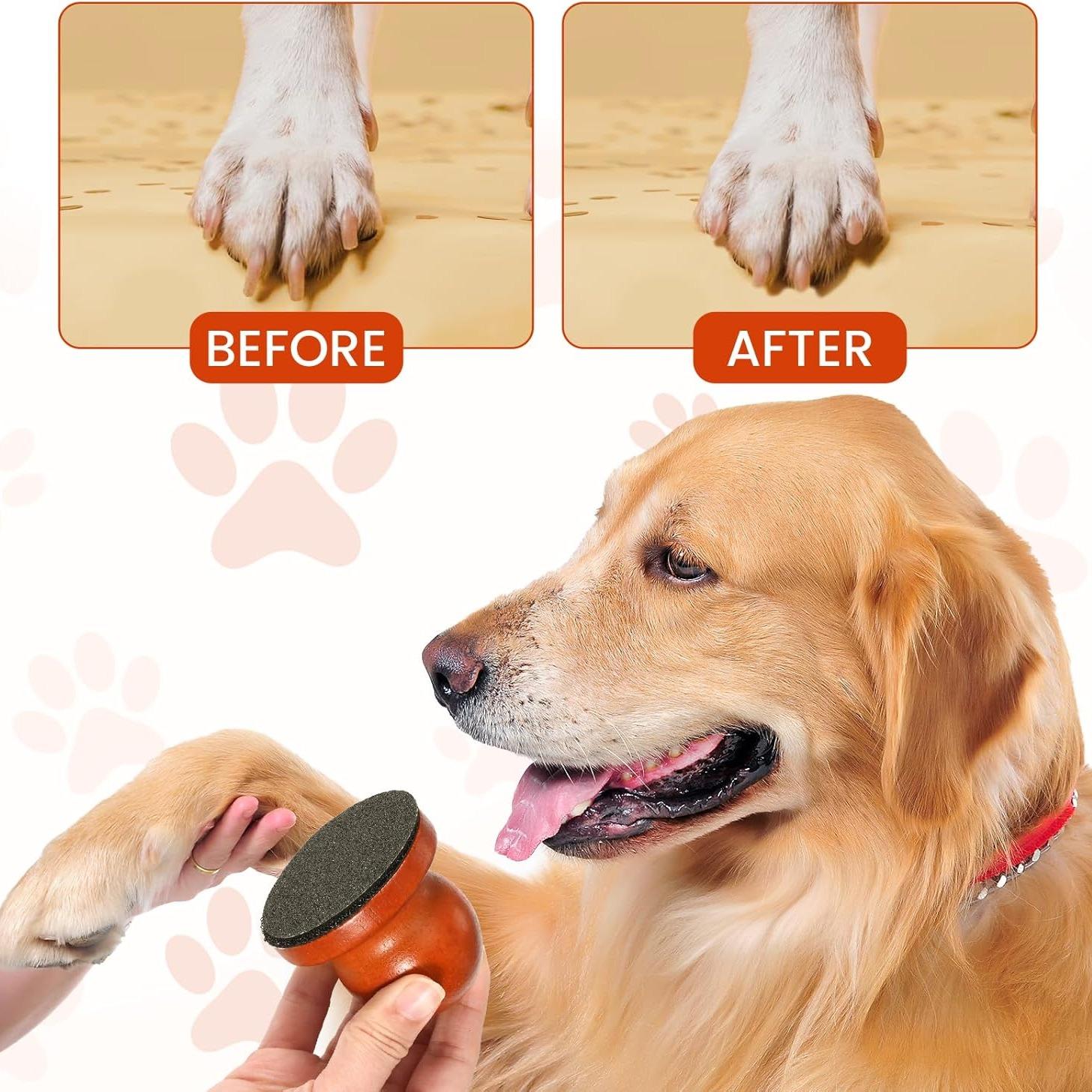 Wooden Dog Nail File, Dog Nail Scraper with 3 Counts Replaceable Sandpaper, Stress Free Dog Nails Grinding Board Trimmer for Pets Dogs Cats