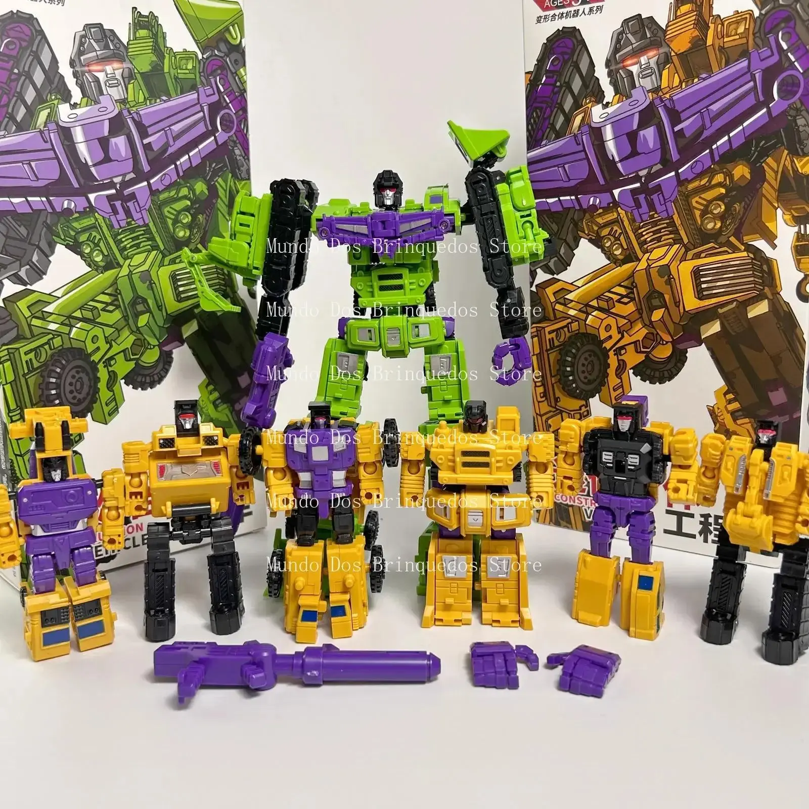 6 In 1 Mini Devastator Transformers Action Figure Robot, 22cm Plastic Collectibles Toy, Best Gift for Child, Party Supplies for Festive Events