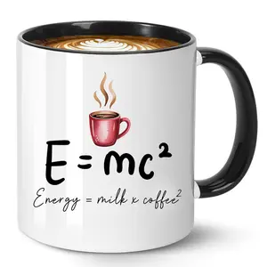 Funny Coffee Mug “E = mc² – Energy = Milk × Coffee²” – 11oz Ceramic Tea Cup, Science Humor Gift for Physicist Engineer Coffee Lover, Great Birthday Gifts and Christmas Gift