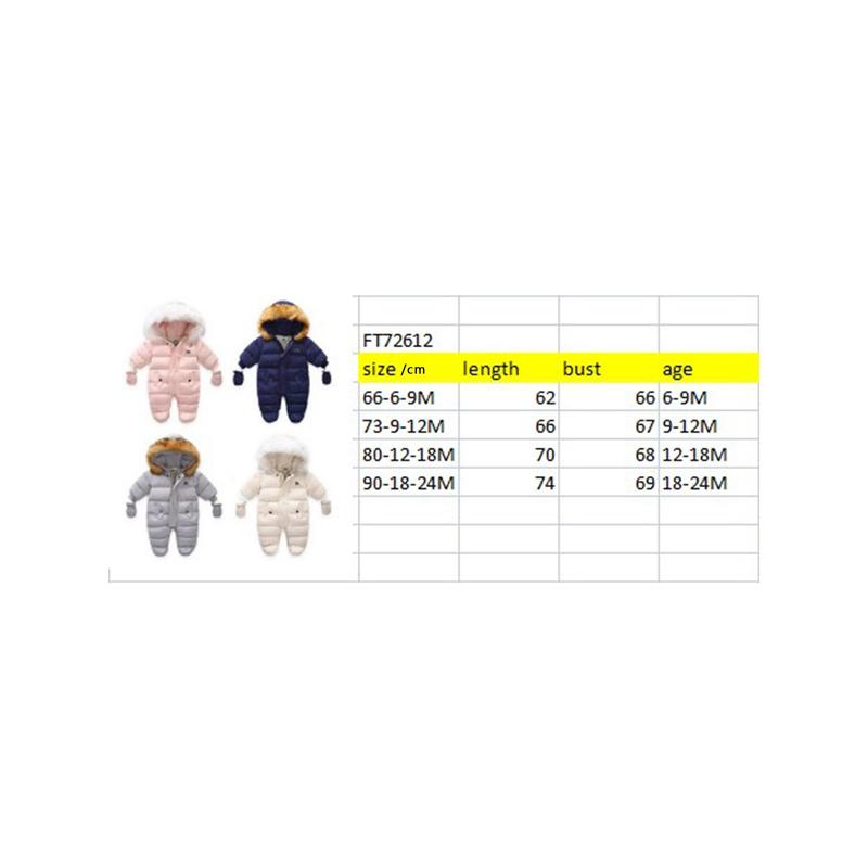 Baby Winter Snowsuit Infant Coat Romper Warm Outwear Hooded Puffer Jacket Footie Jumpsuit Bodysuit Boys Cotton Blend Multi-color Casual Outfit