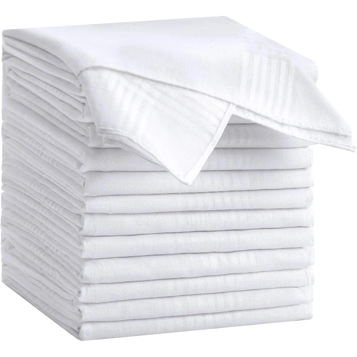 12 Pack Handkerchiefs for men, 100% Soft Cotton 16x16 Inch Men's Handkerchiefs, White Classic Pocket Hankies.