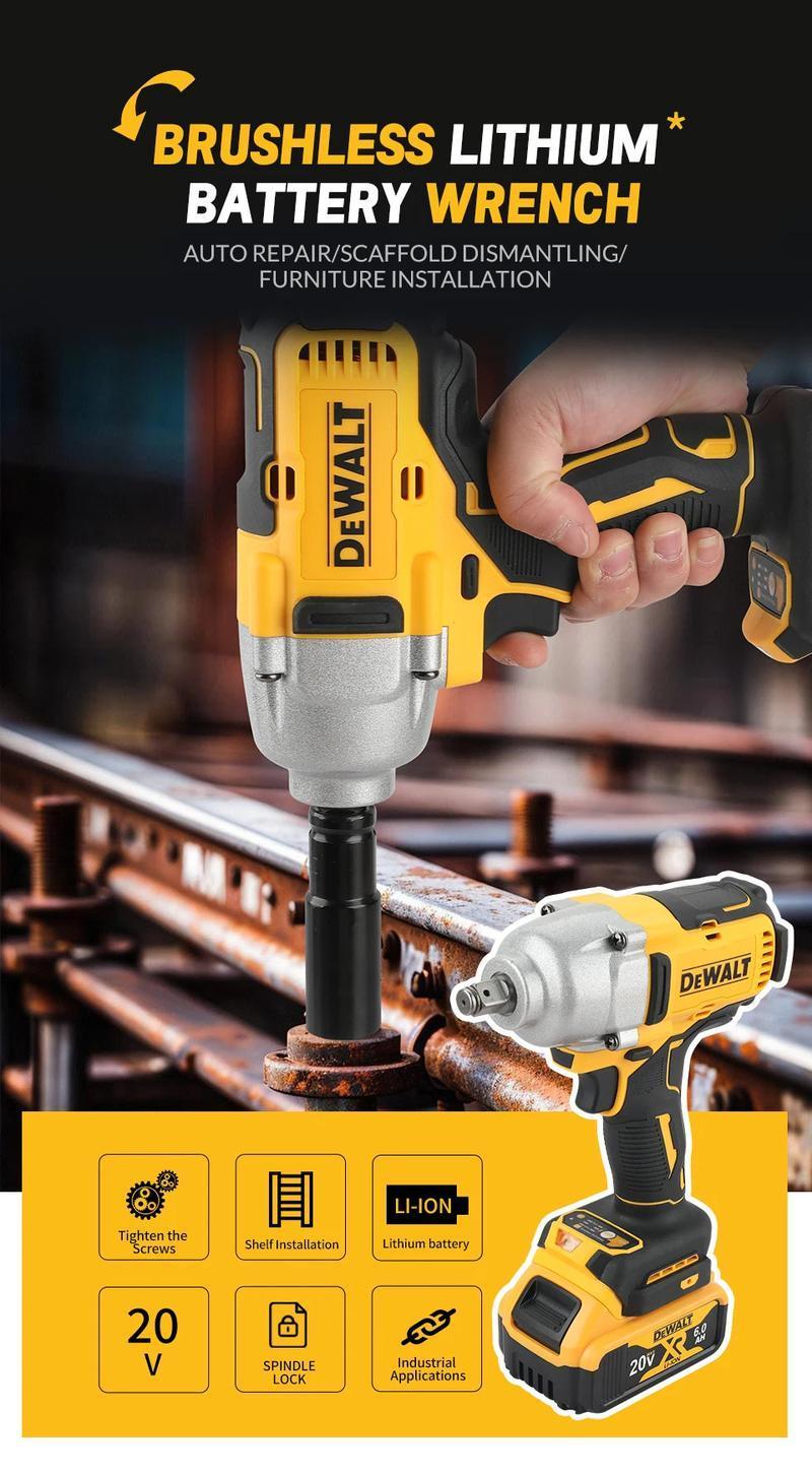 Dewalt DCF900 Cordless Impact Wrench:20V,850N·m,6.0Ah Li - Ion Battery,Multi - Speed,For Automotive&Industrial Tasks