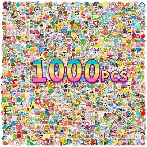 1000 pcs/Set Random Theme Blind Bag Small Size 1.6inch Cute Cartoon Fun Stickers for Kids Teens- No Repeated Stickers Decals for Laptop, Scrapbooking, DIY Crafts - Adorable Animal & Fantasy Theme Sticker Pack Gift/Deco