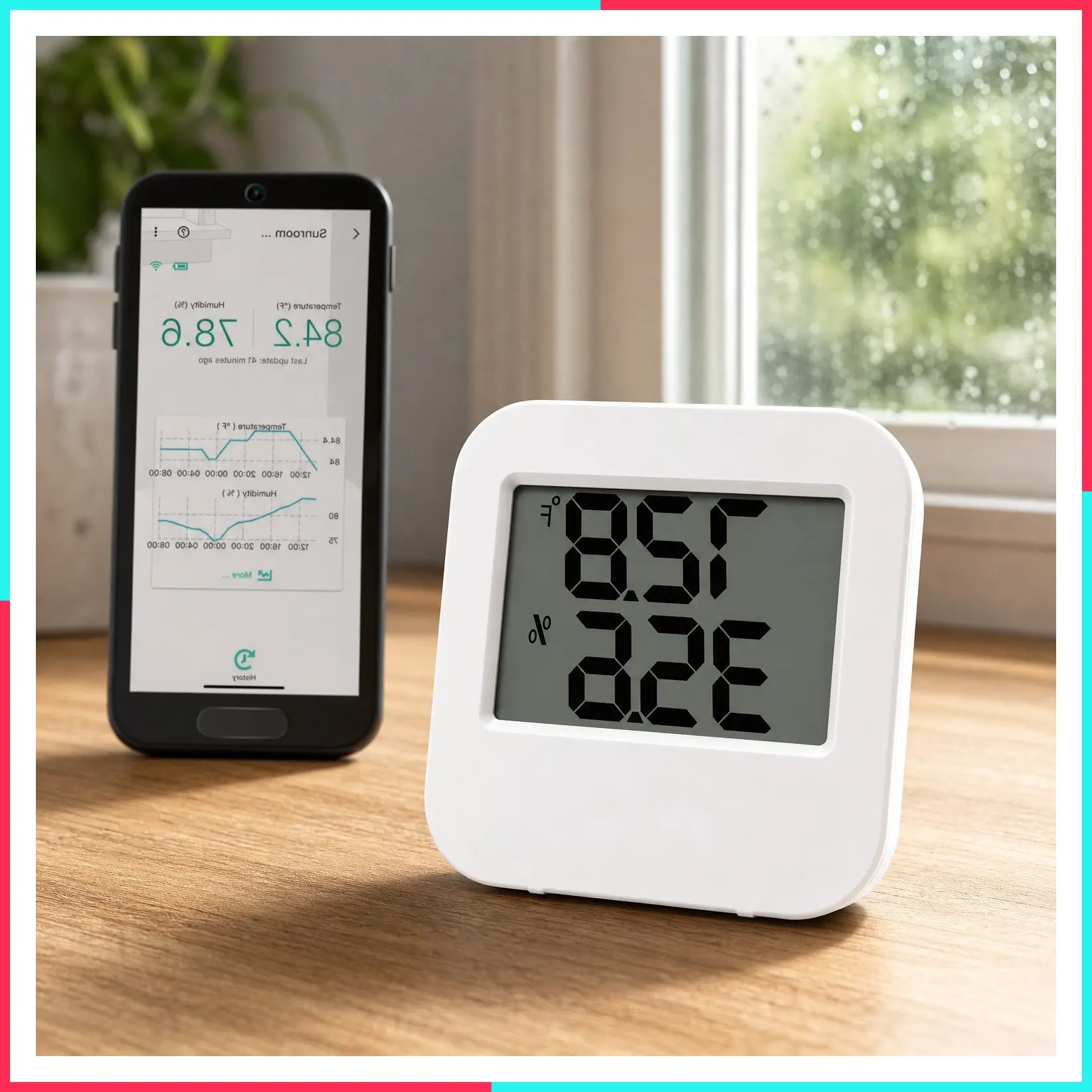 Smart Wireless Temperature & Humidity Sensor, Wide Temperature Range for Fridge, Greenhouse, Pet Cage, App Alerts, Email, Text/SMS Alerts - Hub Required