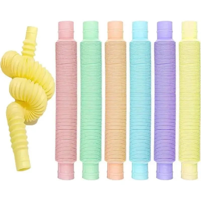 6pcs Mini Pop Tubes Sensory Fidget Toys Colourful Sensory Toys Pipes Pull Tubes Stretch Tubes Pastel for Toddler Baby Kids