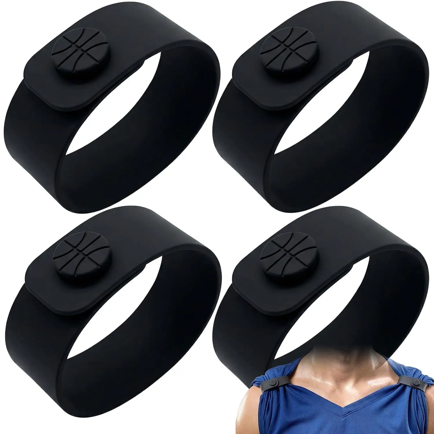 Softball Sleeve Holders, Silicone Sleeve Straps for Shirts, Waterproof Sleeve Bands for T-Shirts Scrunchies Soccer Baseball Sports Activities,