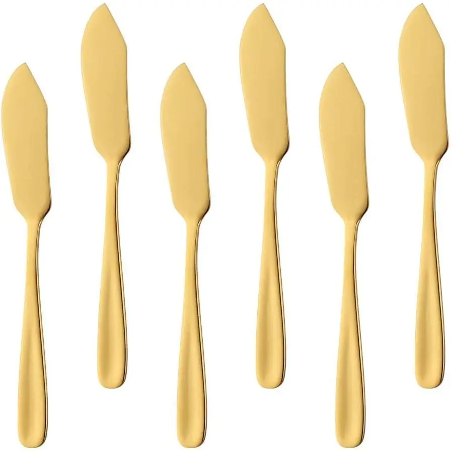 Set of 6 Gold Stainless Steel Cheese Dessert Knives, Multi-Purpose Breakfast Butter Knife Sandwich Spreader Slicer