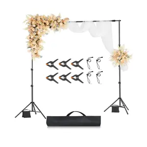 【DealsForYouDays】VEVOR Backdrop Stand, 8.5x 10 ft Adjustable Photo Backdrop Stand Kit, Portable Background Backdrop Stand with 2 Tripods, Heavy Duty Projector Screen Stand, for Wedding, Photo Video Studio Party