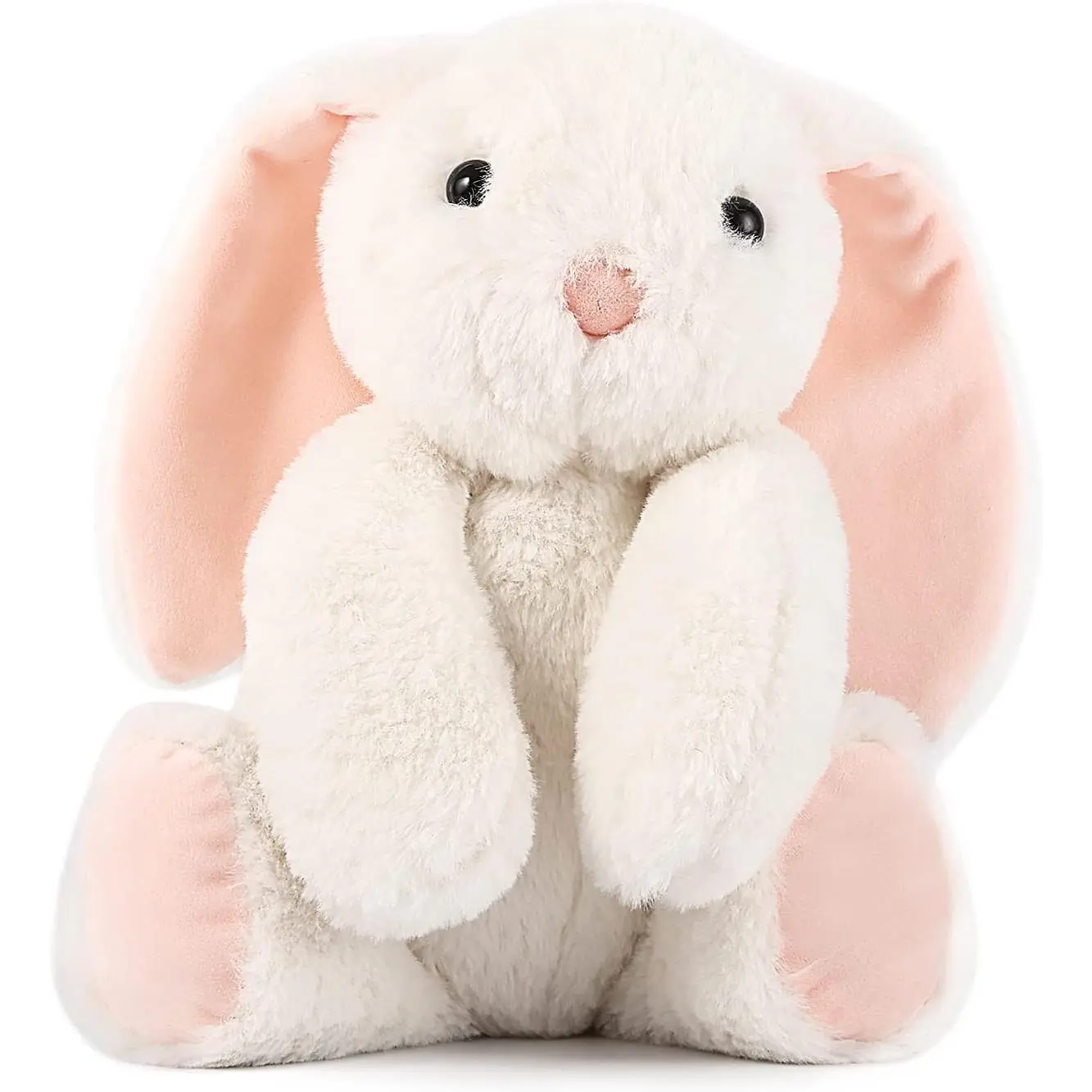 Baby Bunny Bedtime Stuffed Animal Plush Toy Easter Stuffer Gifts for Girls, Boys, Kids 11" (White)