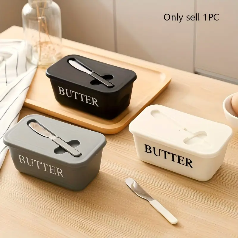 Butter Box and Butter Knife Set, Food Snack Storage Box, Refrigerator Storage, Kitchen Essentials, Easy to Clean, Hotel Home Restaurant Use