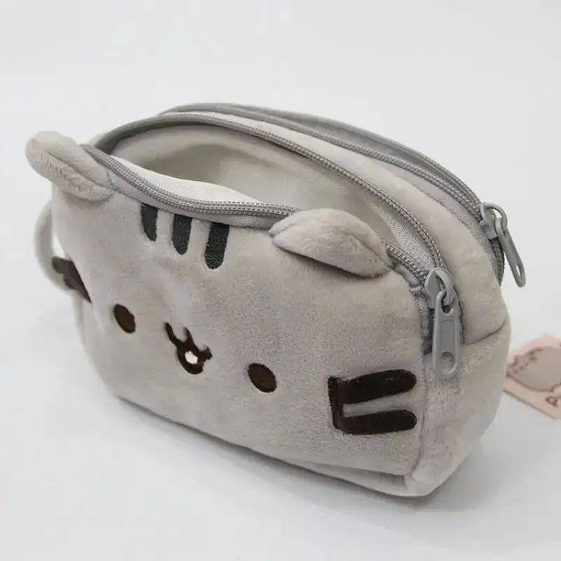 Cute Cat Shape Soft Plush Pencil Case, Multifunctional Stationery Pouch, Desk & Organizer for School Supplies, Office Desk Accessories