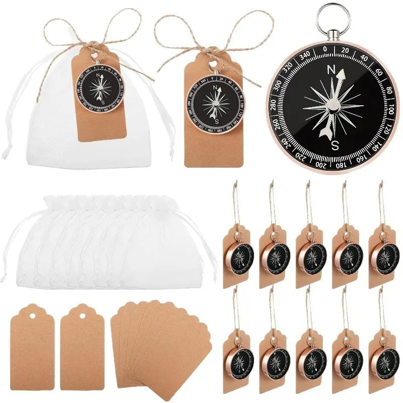 Compass Gift Box Set, Suitcase Shape Boxes with Kraft Tags Decorative Souvenirs for Bridal Baby Shower Wedding Travel Party