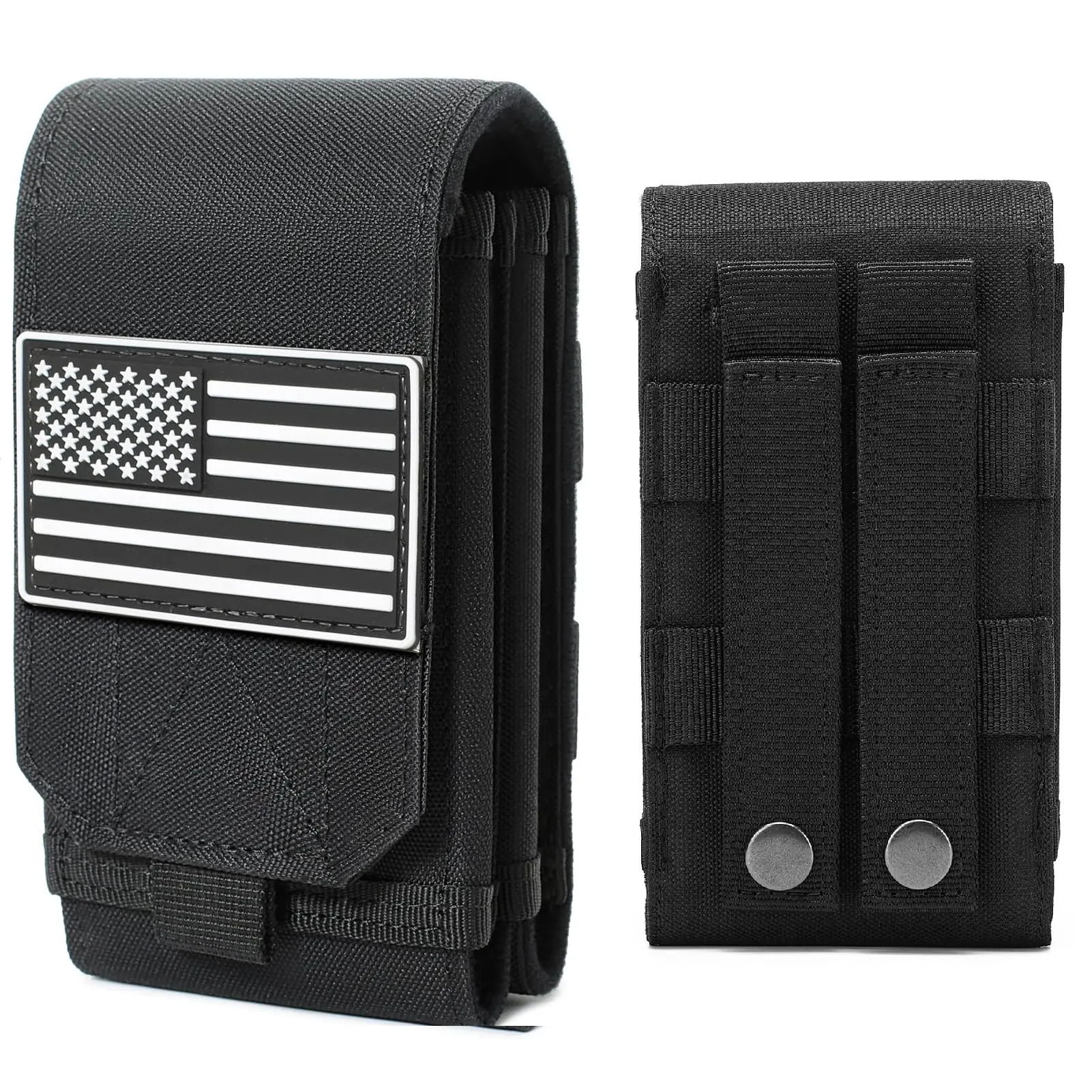 Durable and Sturdy Hook & Loop Molle Commuter Double-Layer Phone Pouch/Phone Case/Universal Dual Phone Holder/Multi-functional EDC Organizer