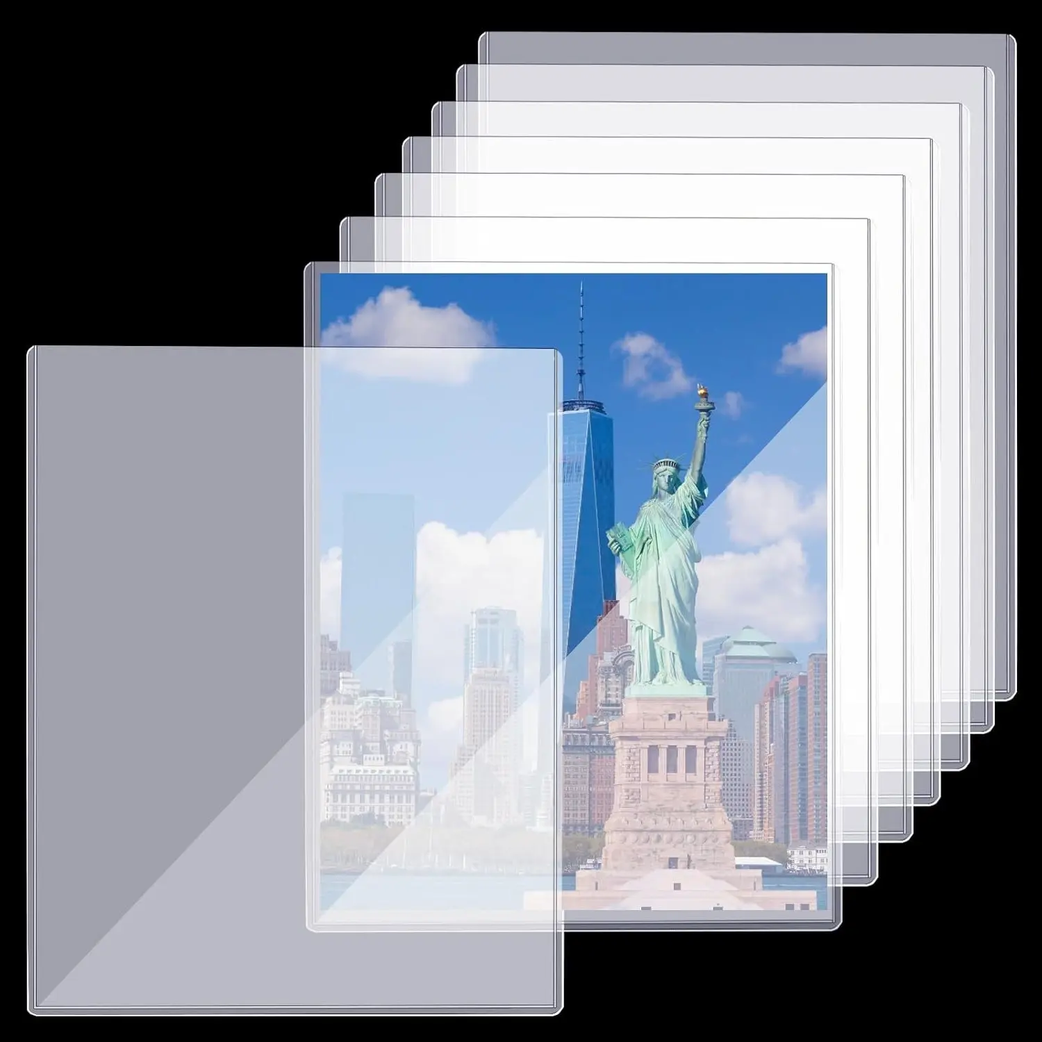 8 1/2" x 11" Rigid Clear Sheet Protectors Hard Plastic Page Magazine Protectors for Collectors Top Loaders Document Holder Birth Certificate Protector (8)Gift