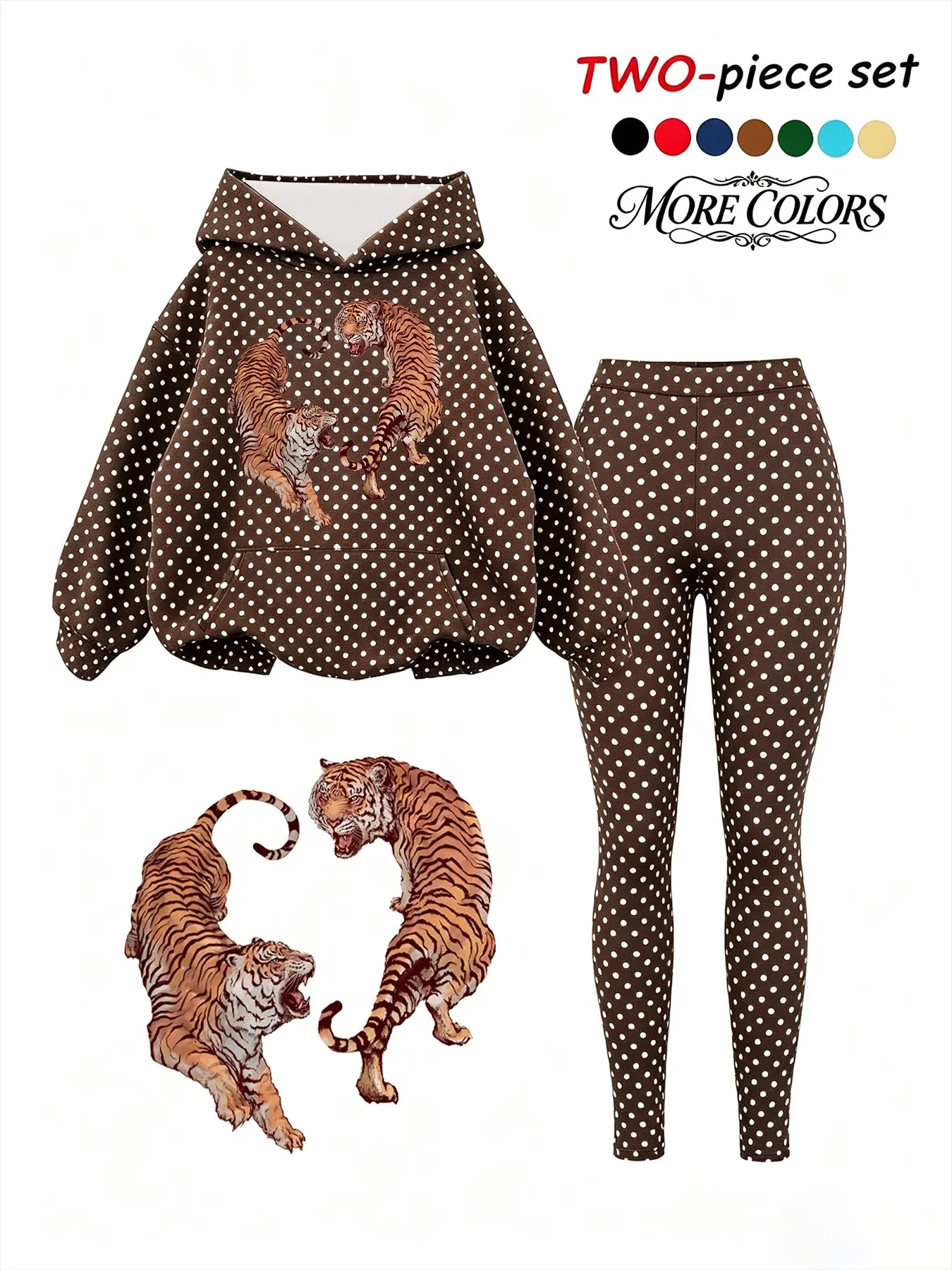 American Y2K Street Polka Dot Hoodie Set, Loose-Fit Fall&winter Jumper, Elastic Tight Pants, Comfortable & Versatile