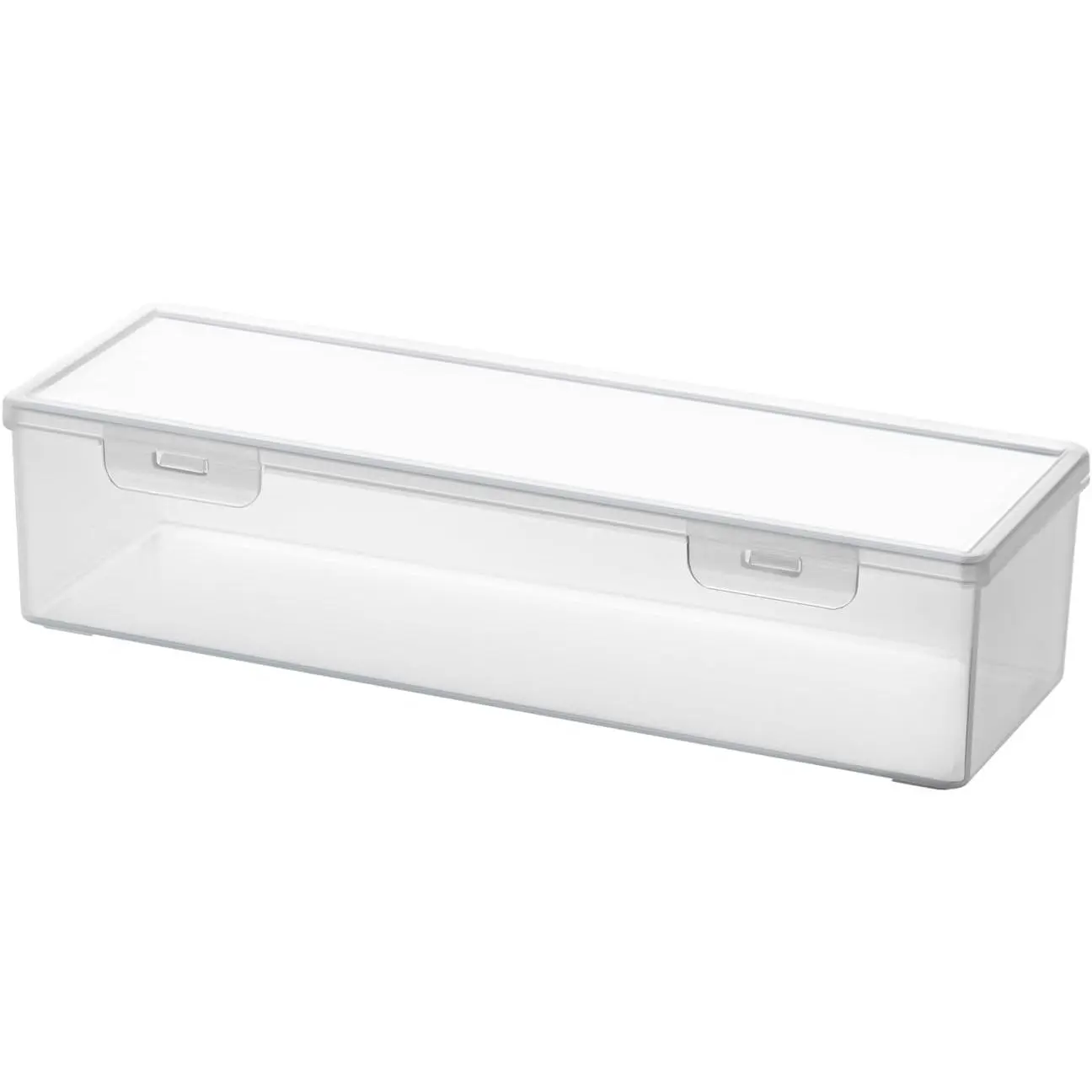 Clear Craft and Art  Storage Organizer, Small Deep Strips Container with Lid for Makeup,  Brush, plastic straws, Tools, Crayon, Stackable (Clear-1pack)