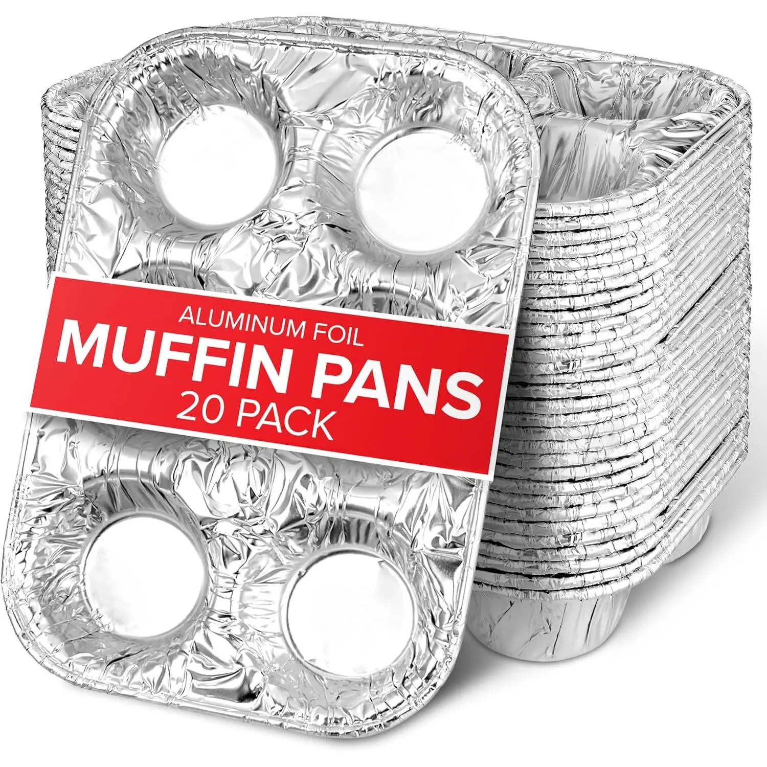 (20-Count Disposable Muffin Tins 6-Cup, Standard Size Foil Muffin Pans,  Cupcake Tin for Baking, To-Go Trays for Bake , Parties, Holidays
