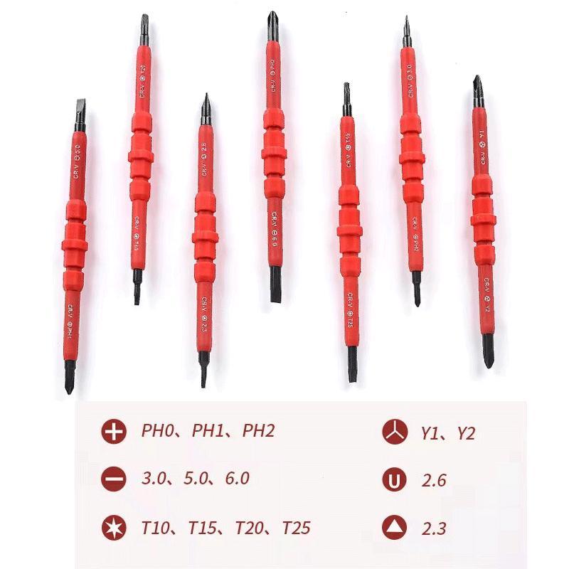 Household Insulation Screwdriver Set, 1 Set Cross Hexagon Electrical Service Tool Set with Test Pen, Multifunctional Insulation Screwdriver Set with Storage Bag