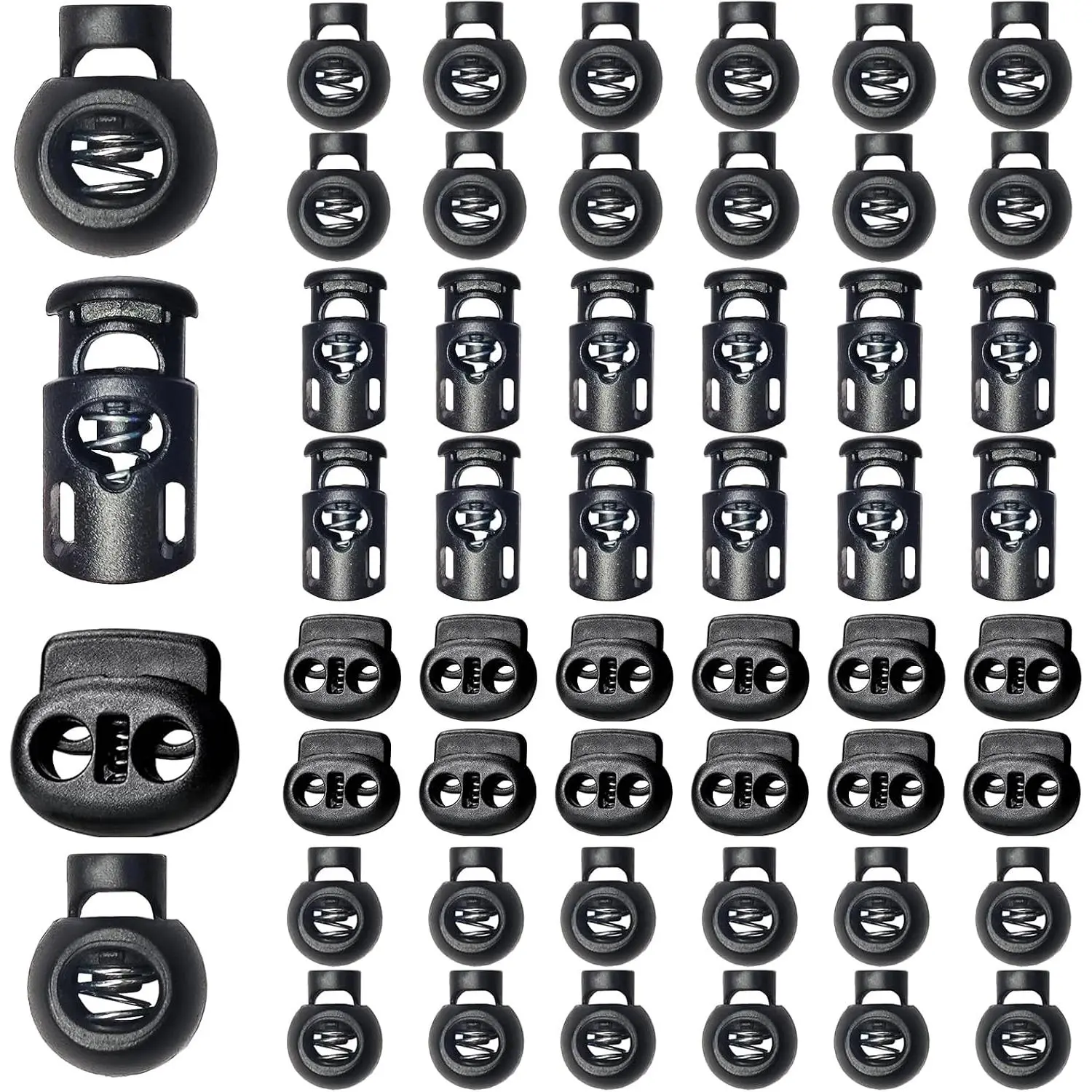 48 count Upgraded Plastic Cord Lock, Cord Locks - Draw String Clip with Spring Toggle Stoppers Buttons for Drawstrings, Shoelaces, Paracord