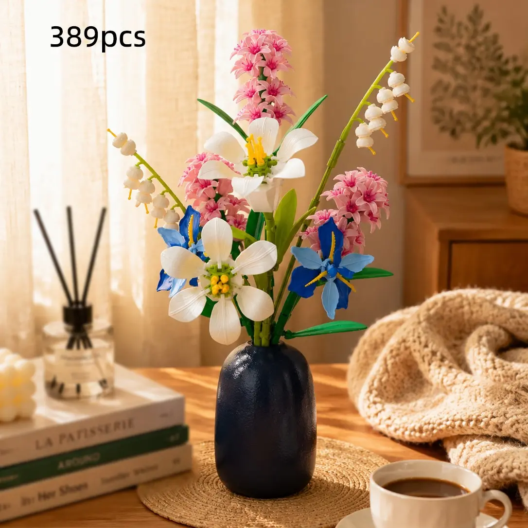 389 Piece Lily of the Valley/iris/scilla Mixed Flower Bouquet Set, DIY Perpetual Flower Kit, Abs Simulation Toy, Home Decor Gift