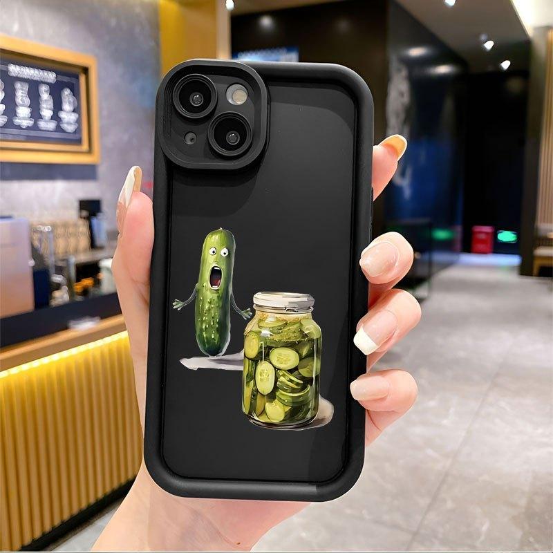 Phone case: Funny pickled cucumber creative pattern, new groove stepped mobile phone case, fun, simple and fashionable personality trend for men and women suitable for iPhone 17 E Air Pro ProMax iPhone16 15 14 Plus 13 12 Mini 11 X XS XR