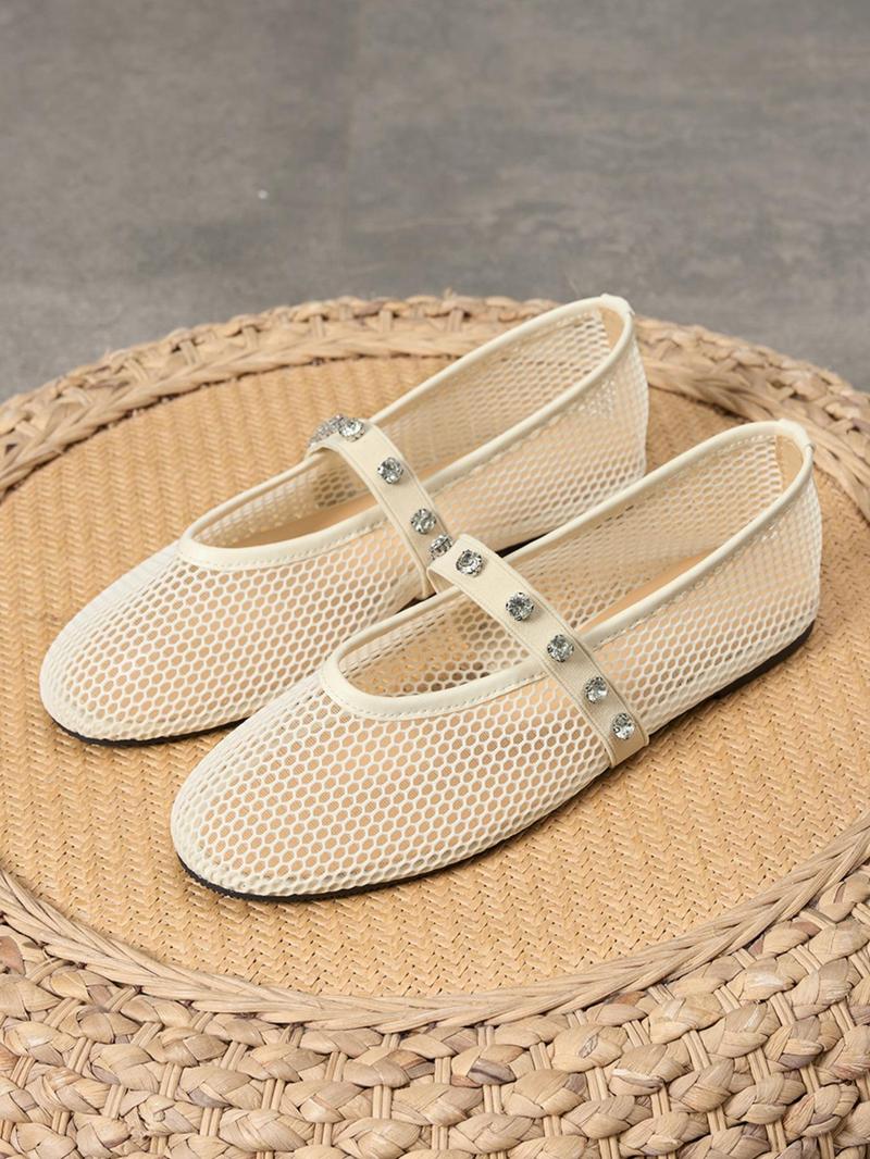 Women's Fashionable Mesh Decorated Flat Sandals, Casual Comfortable Slip on Sandals for Summer, Lightweight Breathable Shoes for Daily Wear, Elegant Minimalist Sandals