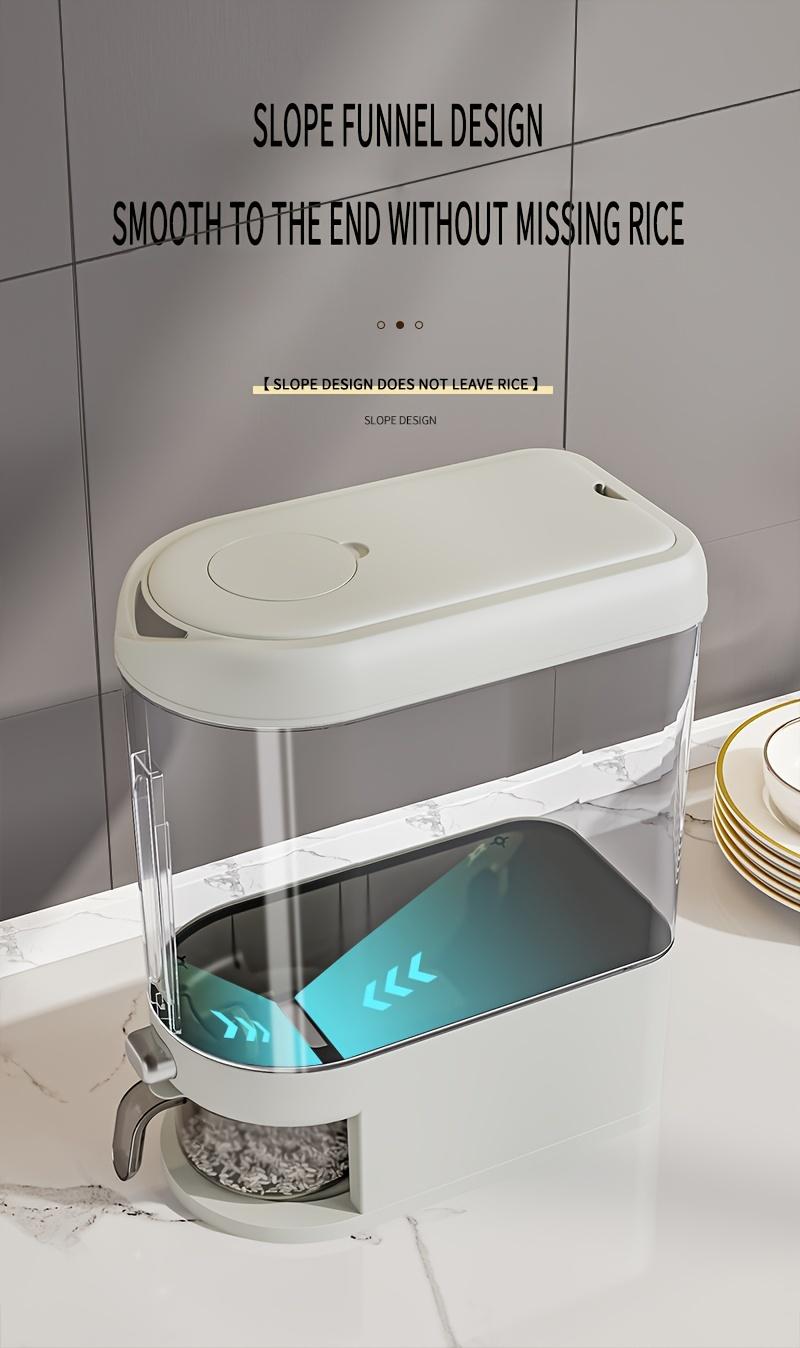 1 Pc Large Capacity Automatic Rice Dispenser, Food Grade Plastic Moisture-Proof Insect-Proof Sealed Tank, One‑Key Quantitative Rice Output, Home Kitchen Countertop Grain Storage
