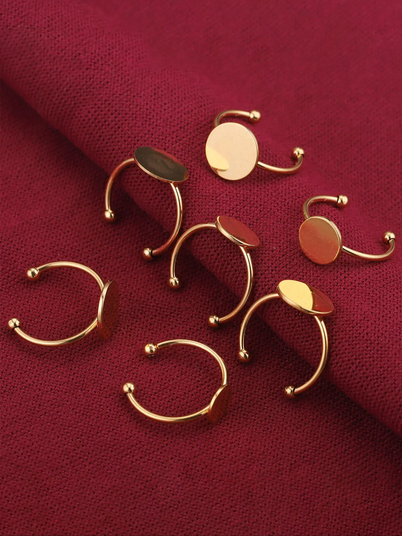10 Piece Stainless Steel Adjustable Blank Ring Base, Fits 8/10/12mm Convex Round Gemstone Settings, DIY Jewelry Accessories Rings