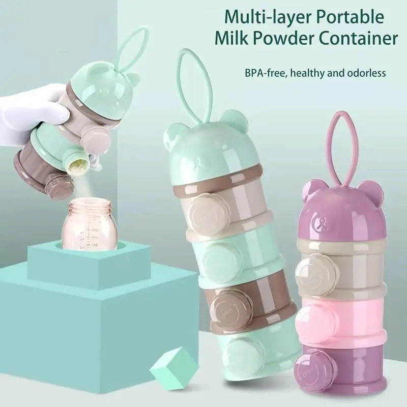 Stackable Formula Dispenser for Baby, 3/4-Layer BPA-Free Organizer with a Leakproof Snap-Lock Lid for Travel, Outdoors & Daycare, Travel Size