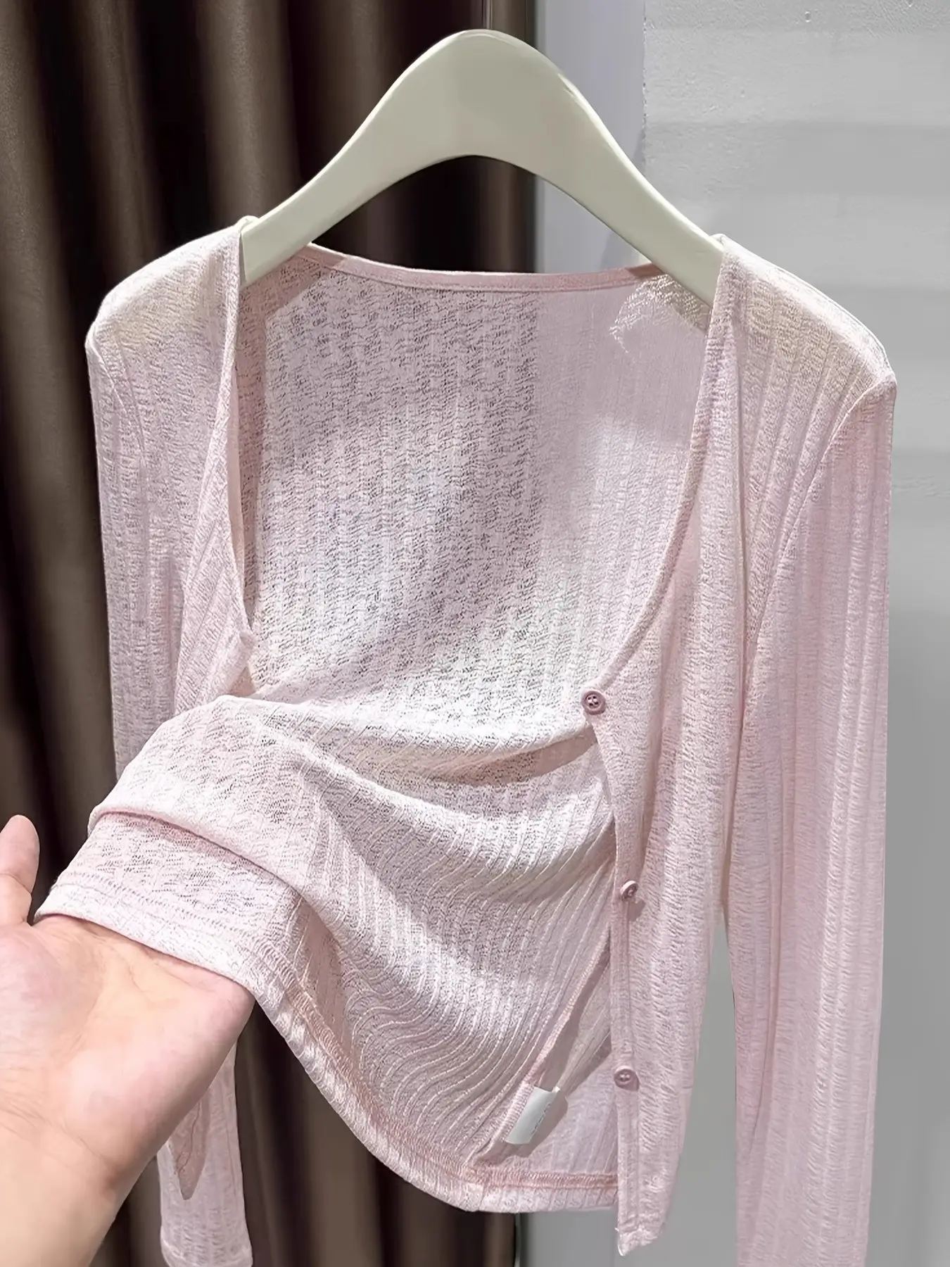 Women's Lightweight Textured Open Front Cardigan Knitwear, Soft Skin-Friendly Breathable Casual Long Sleeve Shawl Jacket, Thin Mesh Hollow Out Air Conditioning Cover