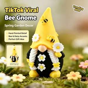 3D Printed Bee Daisy Goblin Figurine, Soft Cute Desktop Decor, Bee Garden Micro Landscape, Spring Festival Gift, Gardening Photo Prop