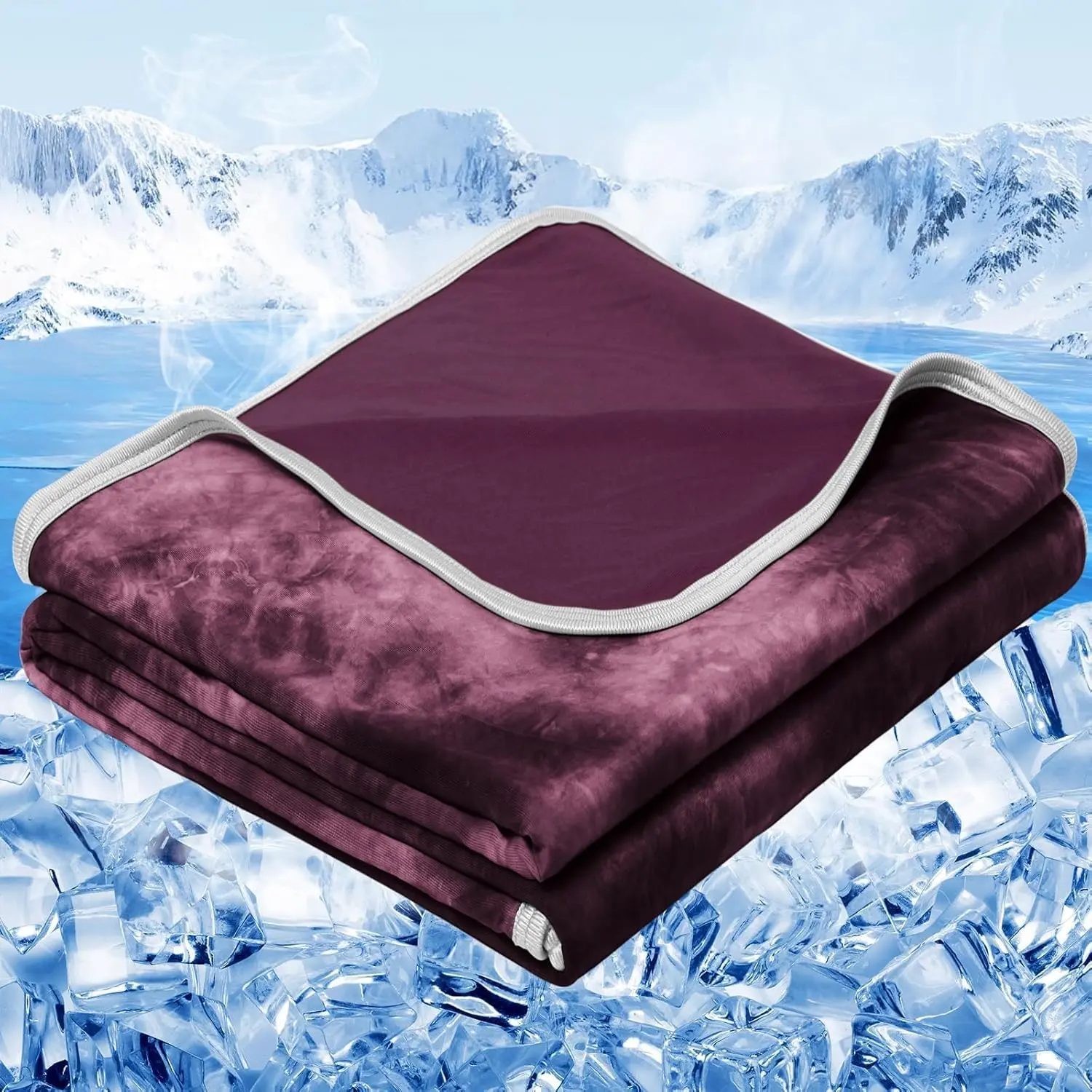Cooling Blanket Queen Size (90"x90"), Cooling for Hot Sleepers, Absorbs Heat to Keep Adults Cool for Summer Nights Sweats, Thin Cold Lightweight Blanket for Couch Bed, Purple