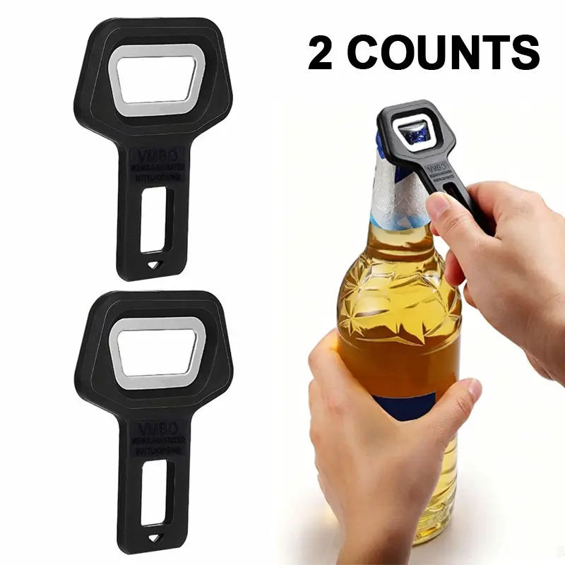2-Pcs Durable Seatbelt Clip Bottle Opener Set, Metal & Plastic Material, Durable Design for Easy Use, Portable Design, Easy to Carry, Ideal for Bartenders, Homes & Restaurants, Perfect Gift Idea,  Essential Kitchen Tool