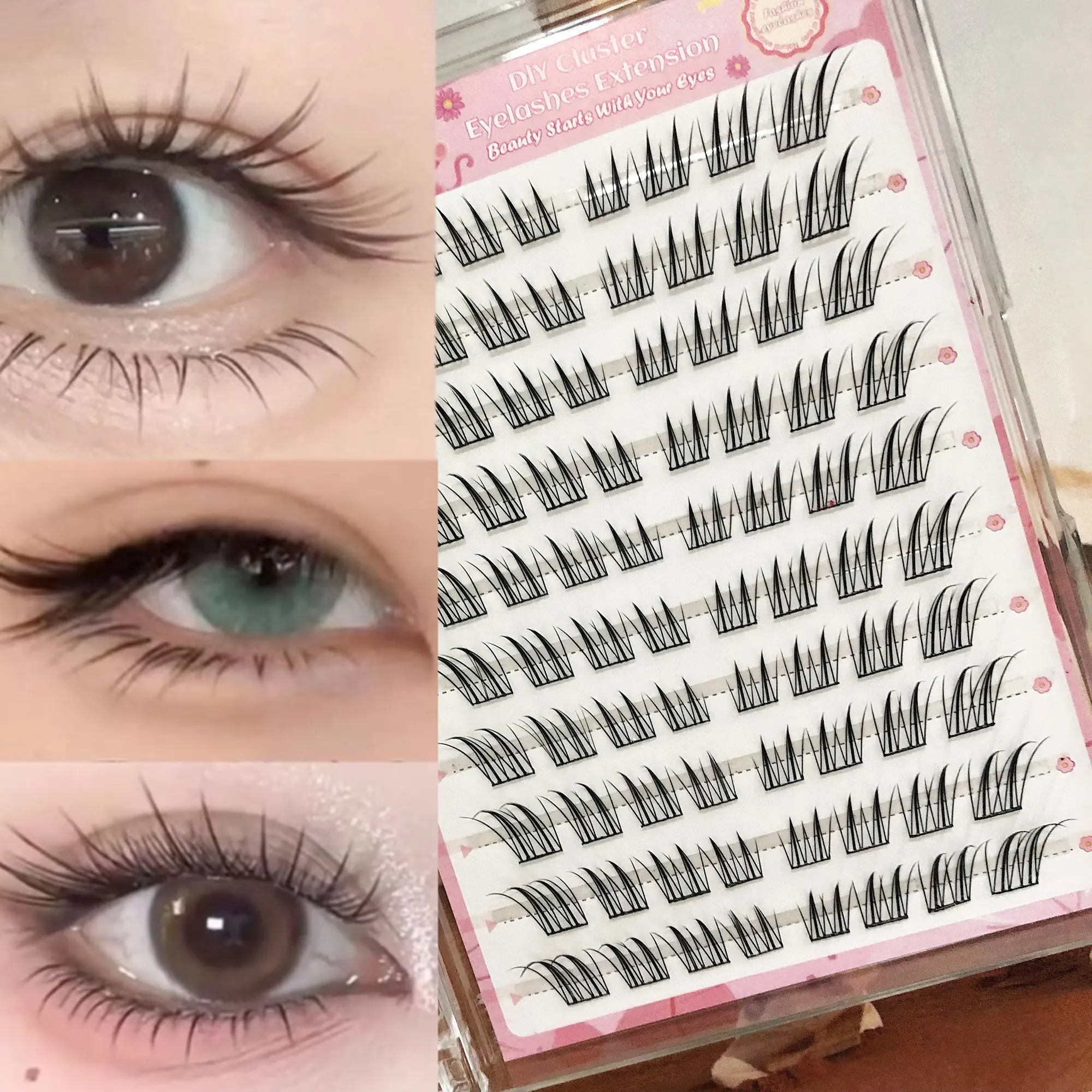 Directly Applied False Eyelashes, 80pcs Dense C Curl Lashes, Soft and Comfortable, Easy to Use, Self-Adhesive, Ideal for Beginners, Volume Fluffy Lashes