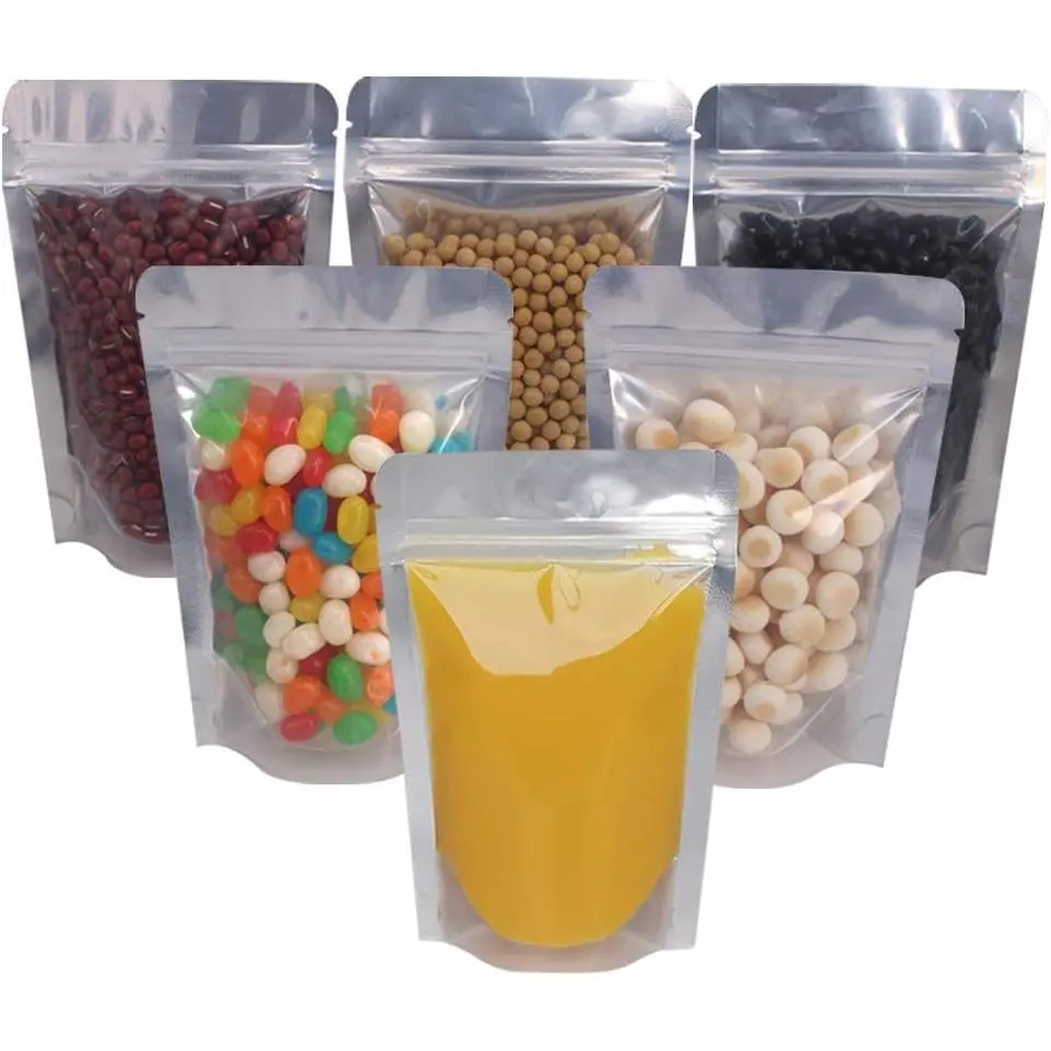 100 PACK 4 x 6 Inch Zipper Mylar Bags Stand Up Mylar Zipper Bags Clear  Bag   Storage  Foil Pouch Bag for Multipurpose with Gusset Bottom(5.5mil Thickness) | Clear  Bag   Storage  Foil Pouch Bag for Multipurpose Use with Gusset Bottom - 5.5 Mil Thick