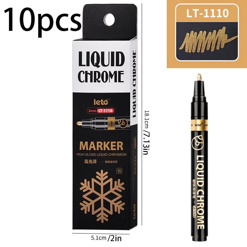 Letuo Marker Chrome Paint Pen, DIY High Gloss Electroplating Brush, Reflective Metal Mirror Repair Kit, Model Painting Set