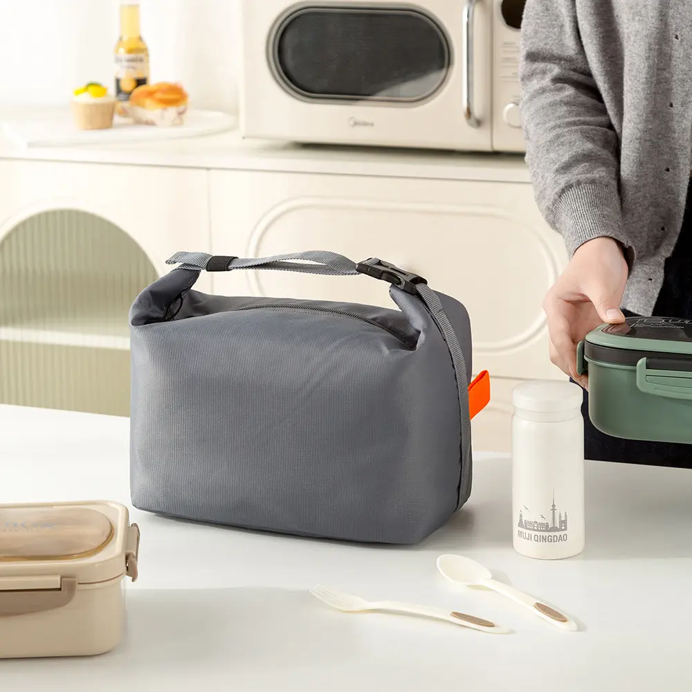 Foldable Insulated Lunch Bag, Reusable Lunch Tote with Thermal Aluminum Lining, Water-Resistant Lunch Box Bag for Work, School, Picnic & Travel, Portable Food Storage Bag