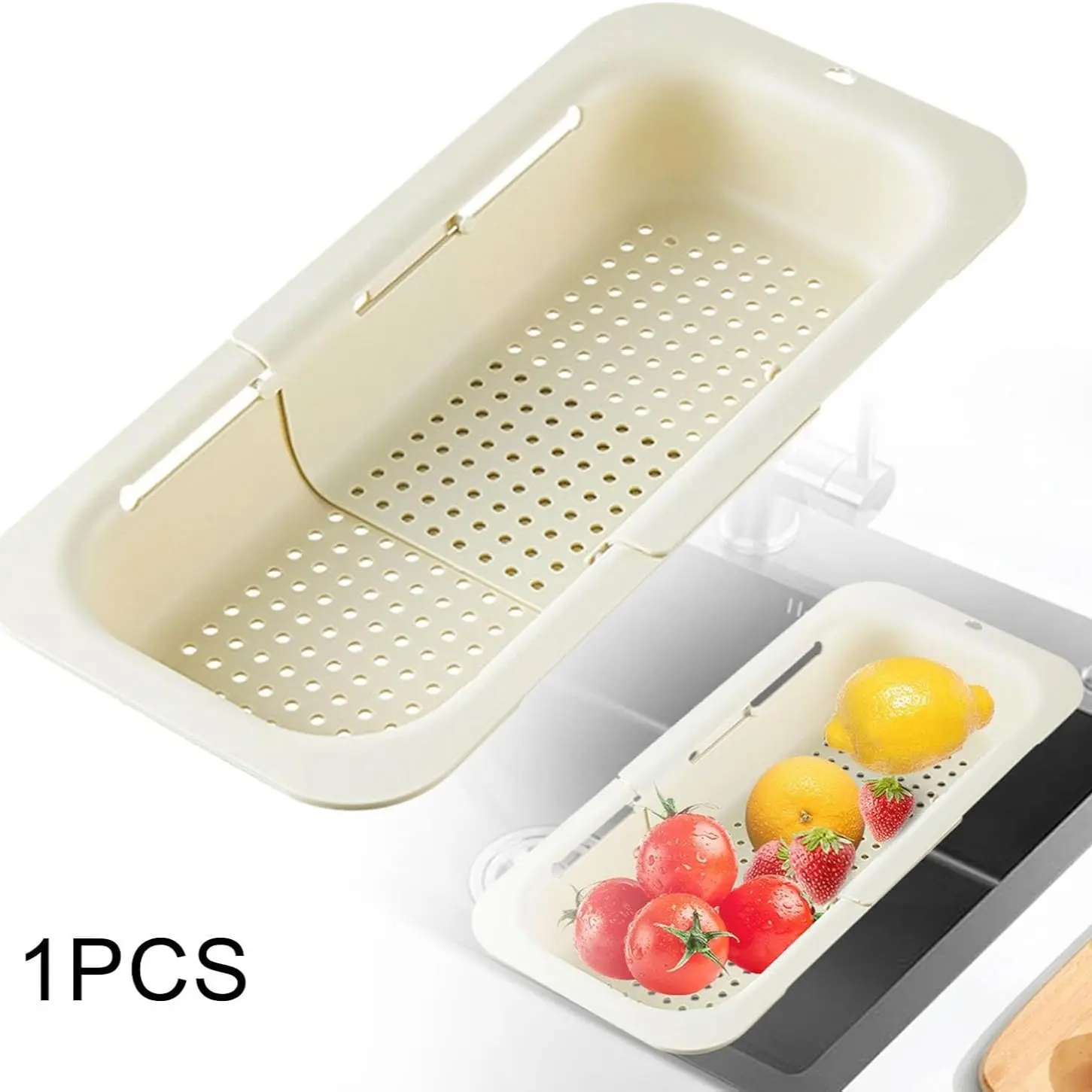Extendable Sink Strainer Basket, Ideal for Washing Vegetables, Draining Pasta, Drying Utensils, Adjustable Foldable Design, 1pcs/2pcs