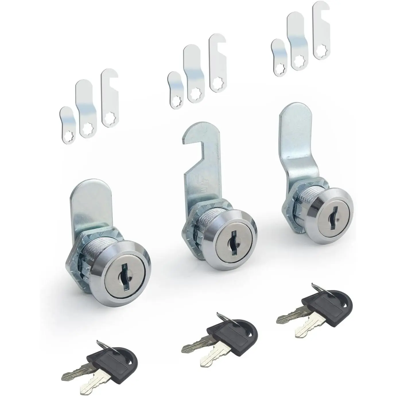Key-Alike Cam Locks (3 Packs with Keys), 5/8 Inch Standard Size Replacement for File Cabinets, Mailboxes, Replacement Use