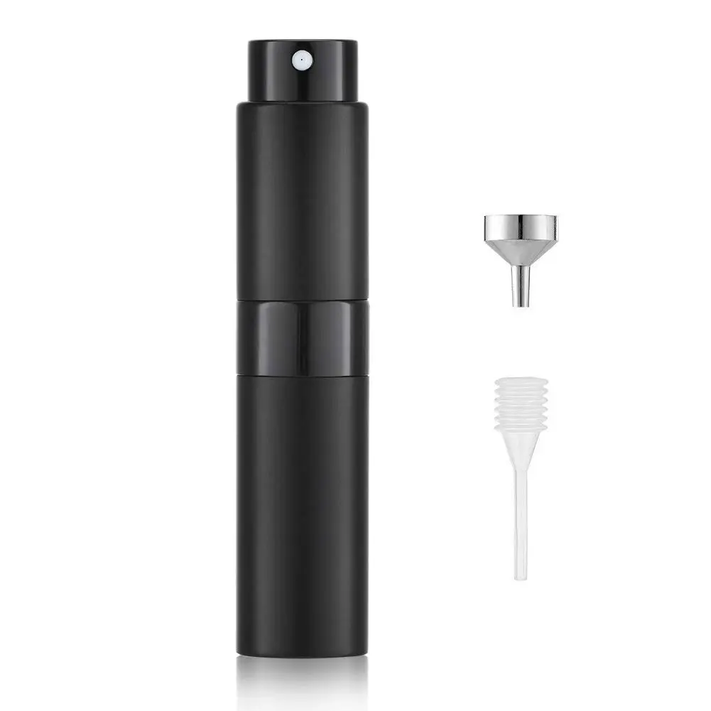 Travel Perfume Bottle Refillable, 8ml Cologne Atomizer Sprayer | Twist-up empty , mini size refill decanter, small leak proof  container for pocket, men, portable, TSA, black