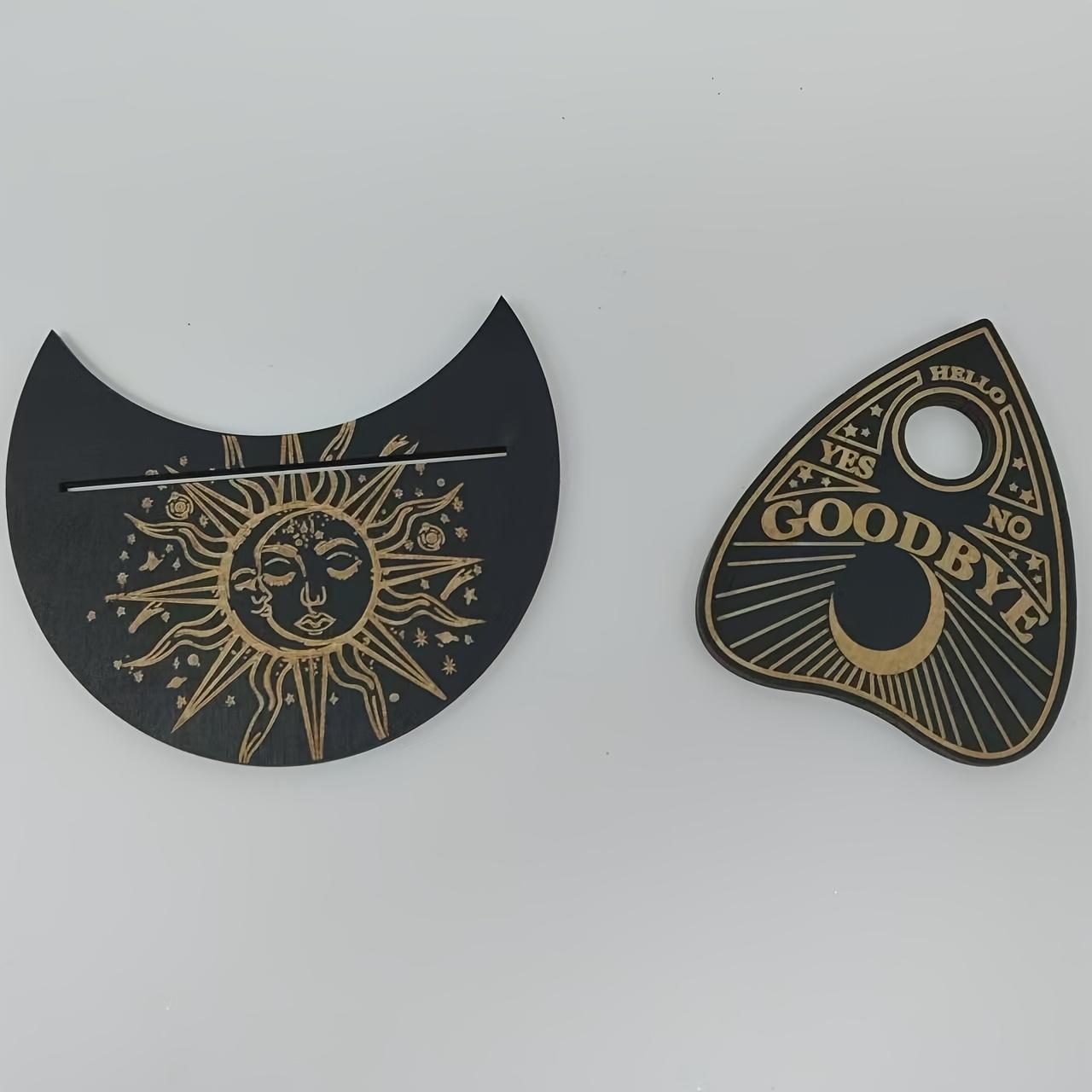 Vintage Halloween Spirit Board Set, 1 Set Wooden Ouija Board Kit, Planchette for Divination, Party Games, and Supernatural Art Display