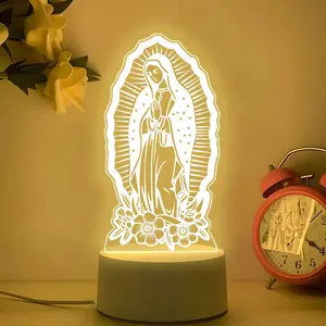 Saint Mary LED Night Light for Bedroom and Desktop Decor, USB Powered Religious Table Lamp with Warm Glow, Decorative Illusion Light for Home Display