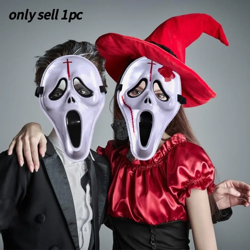 1pc Halloween Cosplay Horror Spooky Scream Mask, Adult Scream Mask, Ghost Scream Mask, Halloween Scream Headpiece, Cosplay Prop Accessory for Party, Carnival, Masquerade, Scary Mask, Mask Design