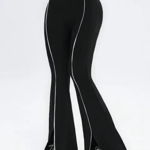 Women's Spring Colorblock High Waist Knit Yoga Pants, Fitness Pants, High Waisted Sportswear, Athleisure Style Bottoms, Loose-Fitting Casual Commuter Wear, Casual Sportswear Pants, Activewear For Fitness, Ladies' Clothing Choice